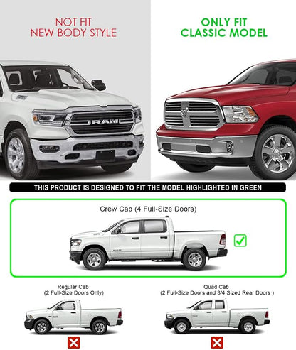APS Stainless Steel Pocket Steps Running Boards Side Bars Compatible with Ram 1500 2009-2018 Crew Cab & Ram 2500 3500 2010-2026