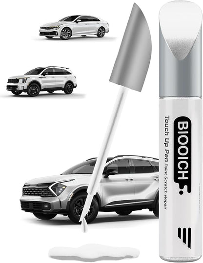 Touch Up Paint Pen Exact Color Match Car Chip and Scratch Repair (for Kia, Glacial White Pearl Tricoat(GWP))
