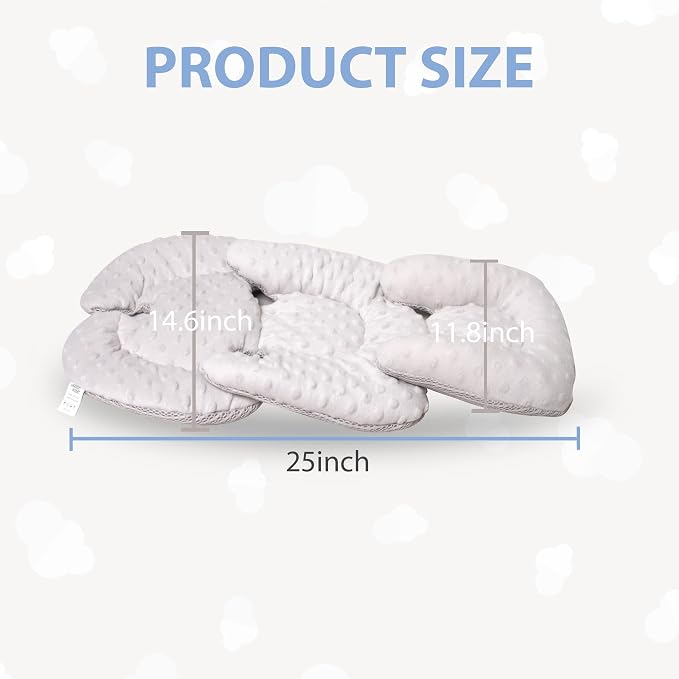 Infant Carseat Insert, 2-in-1 Reversible Baby Car Seat Cushion for Newborn Toddler Head & Body Support Car Seat Pad for Carseats, Strollers, Swings, Bouncers