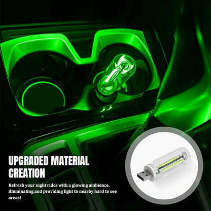 USB LED Car Interior Atmosphere Light, Car USB Night Light, Plug-in Auto Ambient Lighting Retro Lamps, Touch Adjustment LED Automotive Night Lamp Auto Accessories for bedrooms Camping (Green)