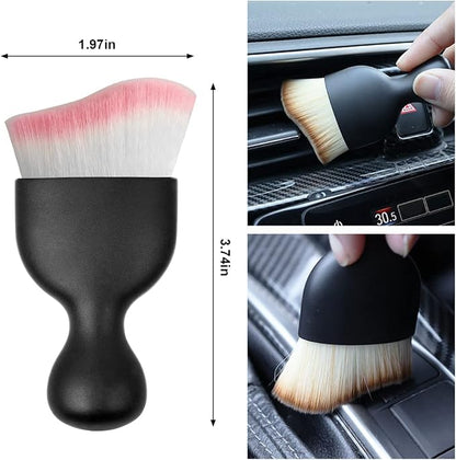 BELOMI Car Detailing Brush, Auto Interior Dusting Brush, Car Soft Bristle Cleaning Tool, Universal Car Interior Crevice Brush for Dashboard, Air Conditioner Vents, Leather, Computer (White/Pink)