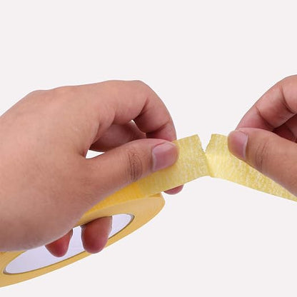 Lichamp 25mm x 50m Yellow Automotive Masking Tape for Painting, Auto Body Masking Tape for Car Detailing, Yellow Painters Tapes 1 inch x 55 Yards x 2 Rolls