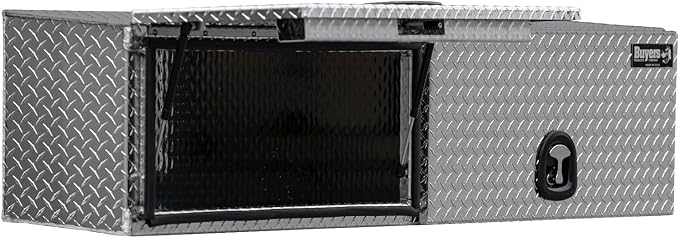 Buyers Products 1701364 Topsider Truck Tool Box, 18x16x88 Inch Diamond Tread Aluminum, Dual Flip-Up Doors, Locking Compression Latches, Weather Resistant, No-Drill Mount, Made in USA