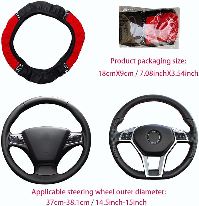 Microfiber Leather Steering Wheel Cover with Anti-Slip Lining Universal Car Accessory for Steering Wheel with a Diameter of 14.5-15 inch (Purple)