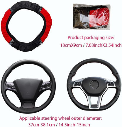 Microfiber Leather Steering Wheel Cover with Anti-Slip Lining Universal Car Accessory for Steering Wheel with a Diameter of 14.5-15 inch (Pink)