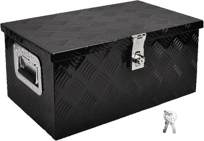 20 Inch Aluminum Truck Bed Tool Box, 5 Bar Tread Truck Tool Box with Lock&Keys, Heavy Duty Waterproof Flatbed tool box for Vans, Trailers, RVS，Trucks, Black(20"X12"X9.5")