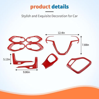 JeCar 9pcs Set Red Interior Trim Kit for 2014-2018 Jeep Cherokee Interior Accessories