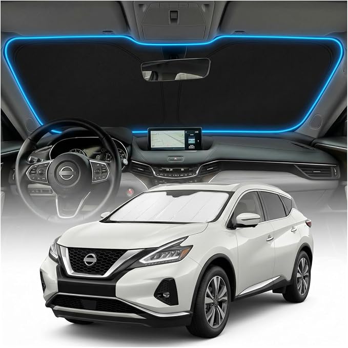 for Nissan Murano Sun Shade Windshield Cover - Custom Fit Murano Accessories 2025 2026 Sunshade Foldable UV Protection & Heat Shield Sun Visor Accessories
