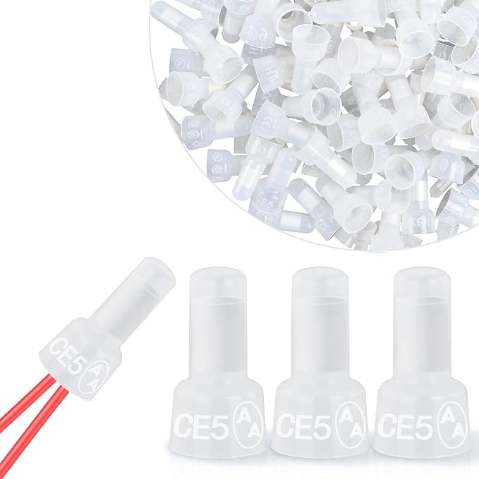 Nilight 300PCS CE5 Closed End Crimp Terminal 12-10 Gauge Nylon Insulated Closed End Wire Cap Wire Connectors Crimp Cap Terminals Connectors for Automotive Car Truck Boats Marine Electrical Wiring