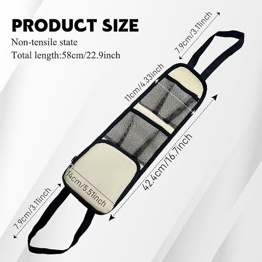 2PCS Car Seat Side Organizer, Seat Side Storage Pocket, Multifunctional Mesh Net Pocket, Car Multi-Pockets Backseat Organizer Side Hanging Bag for Storage Coins, Cell Phones (Beige, 2PCS)