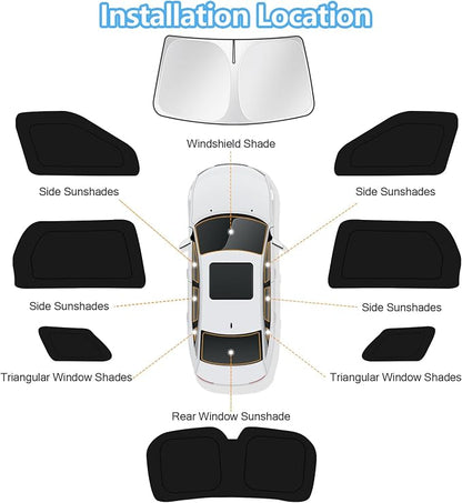 KUST Car Window Shades for Hyundai Palisade LX3 2026 Windshield Sun Shade Side Window Cover UV Block Privacy Protection Accessories for Camping Blackout Rear Back Full Set 8PCS