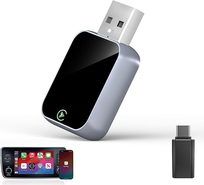 Wireless CarPlay Adapter for iPhone - No Audio Lag, Auto-Connect - Convert Factory Wired to Wireless CarPlay - Bluetooth 5.3 & 5GHz Wi-Fi - Plug & Play (Includes USB A/C)