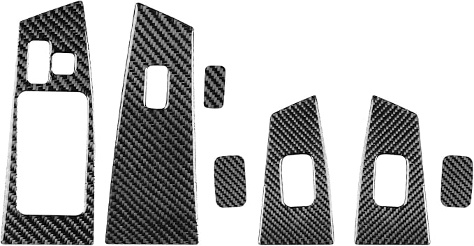 Black Real Carbon Fiber Accessories Car Window Lift Button Panel Kit Cover Interior Trim Sticker Decal for Toyota Corolla CE LE S 2003 2004 2005 2006 2007 2008/XRS 2005-2006 Sedan 7PCS -B