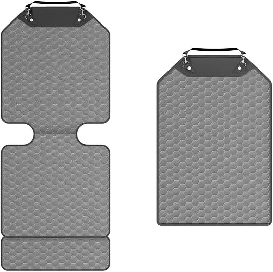 Owleys Set Seat Back Organizer & Car Seat Protector Hexy Waterproof & Non-Slip Protector for Child Car Cushion for Leather and Fabric Seats (Gray Set 2)