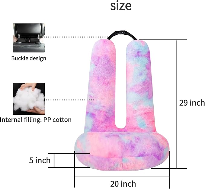 FHSGGP Travel Pillow Car Travel Sleep Support Pillow | 2-in-1 Lap Pillow and Car Pillow With Neck and Body Support for Adults and Kids on Long Trips Kids Travel Pillow Purple