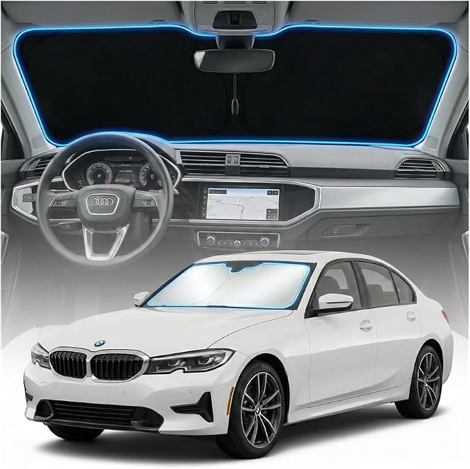 for BMW 3Series Sun Shade Windshield Cover - Custom Fit 3Series Accessories 2019-2024 2025 2026 Sunshade Foldable UV Protection & Heat Shield Sun Visor Accessories