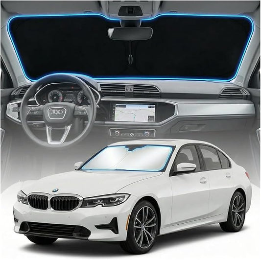 for BMW 3Series Sun Shade Windshield Cover - Custom Fit 3Series Accessories 2019-2024 2025 2026 Sunshade Foldable UV Protection & Heat Shield Sun Visor Accessories