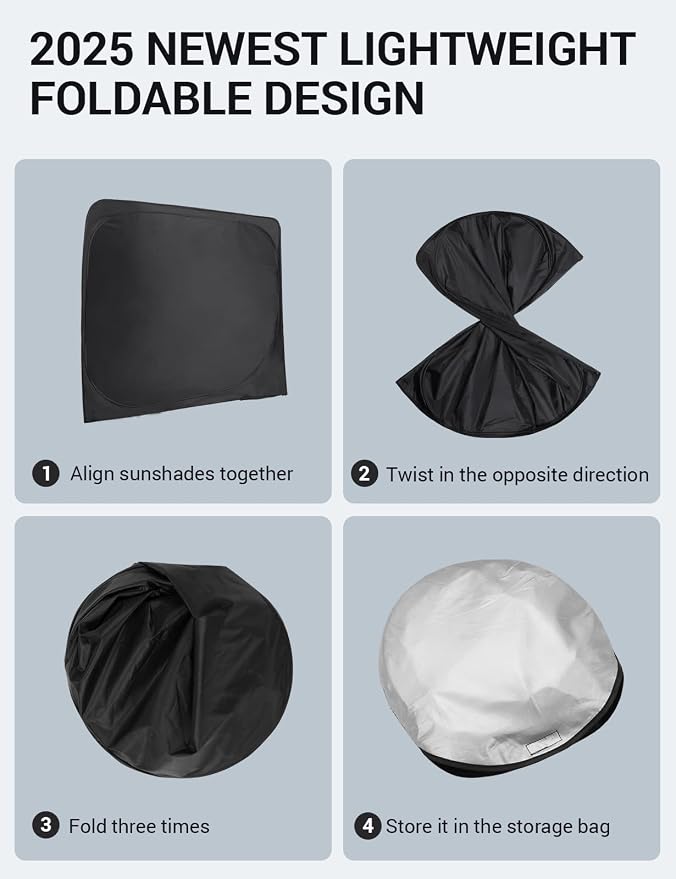 Proadsy Windshield Sun Shade for Sienna Mini Van 2021-2025 2026 4-Layer Foldable Front Sunshade Protector Sun Visor Blocks UV Rays Keep Car Cooler