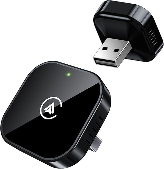 Teeran 2 in 1 Wireless CarPlay and Android Auto Adapter, Easy Setup Plug and Play, Fast Seamless Use Supports 1000+ Cars with Built-in Wired Car Play/Android Auto Compact Design Car Adapter (Black)