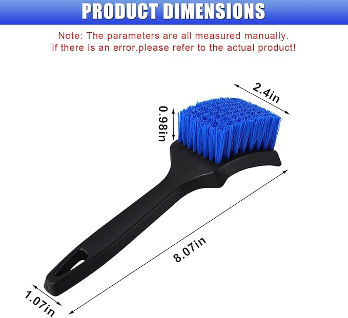 Car Wheel Brush, Stiff Bristle Short Handle Scrub Tire & Wheel Rim Brush, No-Scratch Carpet/Floor Mat Detailing Tool, Auto Interior and Exterior Cleaning Supply for Vehicle, Home (Blue)