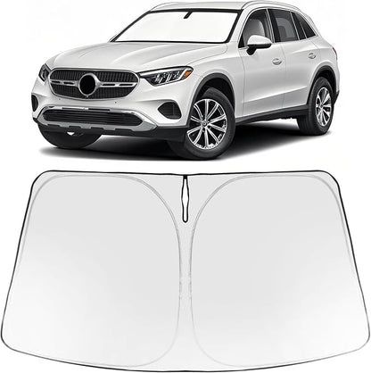 Proadsy 2026 Upgrade Windshield Sun Shade Custom Fit Mercedes-Benz GLC 2023-2025 2026 Foldable Front Sunshade Protector Sun Visor Blocks UV Rays Keep Car Cooler Accessories