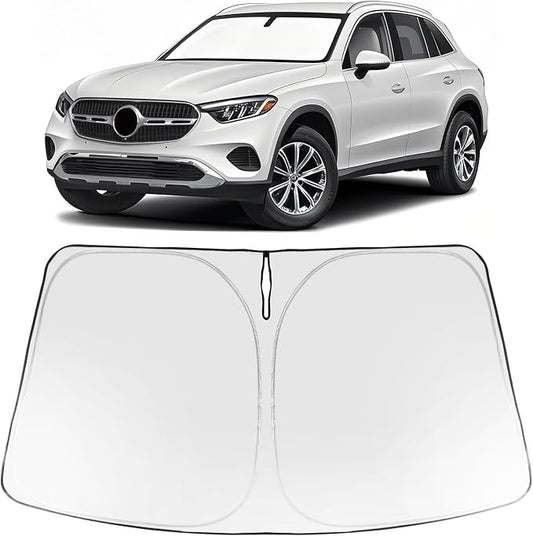 Proadsy 2026 Upgrade Windshield Sun Shade Custom Fit Mercedes-Benz GLC 2023-2025 2026 Foldable Front Sunshade Protector Sun Visor Blocks UV Rays Keep Car Cooler Accessories