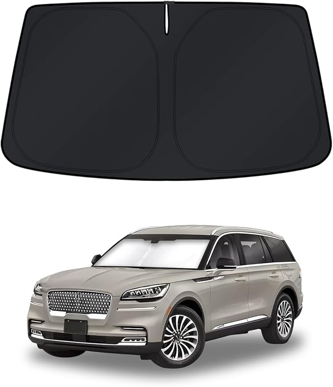 KUST Windshield Sun Shade for Lincoln Aviator Accessories 2020-2025 2026 Window Shade Sun Visor Cover Foldable Blocks UV Rays Keep Your Car Cooler