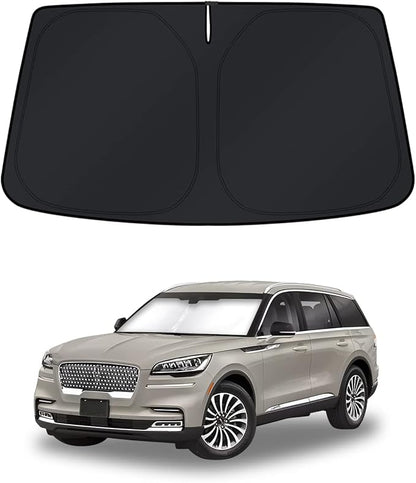 KUST Windshield Sun Shade for Lincoln Aviator Accessories 2020-2025 2026 Window Shade Sun Visor Cover Foldable Blocks UV Rays Keep Your Car Cooler