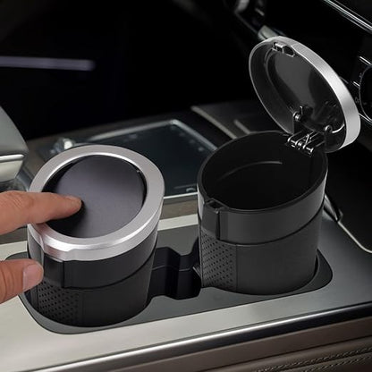 Car Trash Can Bin with Lid - 2 Packs Mini Car Garbage Can Cup Holder-Silver Small Leakproof Vehicle Trash Garbage Can Bin-Automotive Car Organizers and Storage for Back Seat SUV Truck Accessories