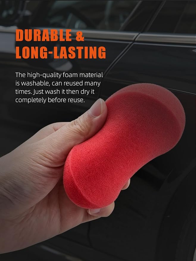 Foam Applicator Pads, SPTA 4 Inch Round Shape Side Pressing Hand Polishing Red Sponge Pads Kit Detailing Buffing Pads for Waxing Polishing Paint Ceramic Glass Cleaning, Pack of 10 -HPWR10
