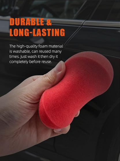 Foam Applicator Pads, SPTA 4 Inch Round Shape Side Pressing Hand Polishing Red Sponge Pads Kit Detailing Buffing Pads for Waxing Polishing Paint Ceramic Glass Cleaning, Pack of 10 -HPWR10