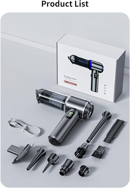 Completely upgraded Car Vacuum,Portable Mini Cordless Cleaner, fast Charging, One-click dust remova, 20000PA Suction Power, 6000mAh Battery Air Blower Wireless Handheld Vacuum for Car,Office and Home