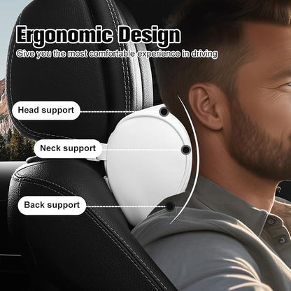 HOPON 2 Pack 2025 Upgrade Headrest Pillow for Tesla Model 3 Model Y with Adjustable Strap,Fits All Vehicles,Car Neck Pillow with Leather,for Head,Neck,Shoulders,Multipurpose,Car Accessories(White)