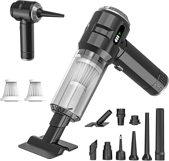 Handheld Vacuum Cleaner Cordless, 23000Pa Powerful Car Mini Vacuum Cleaner, Rechargeable Portable Lightweight dust Catcher for Home Car Carpet Stairs Pet Hair Deep Cleaning（Black-Silvery）