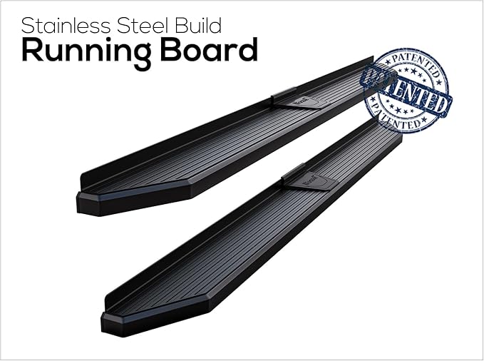 APS Black Stainless Steel Running Boards Style Compatible with Toyota Tundra 2007-2021 CrewMax (Side Steps Side Bars) 6in Wide