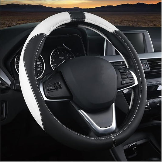 BESULEN Car Steering Wheel Cover, Soft Leather Steering Wheel Protector, Universal Non-Slip Steering Wheel Covers, Comfortable Grip Sweat-Absorbent, Automotive Interior Accessories