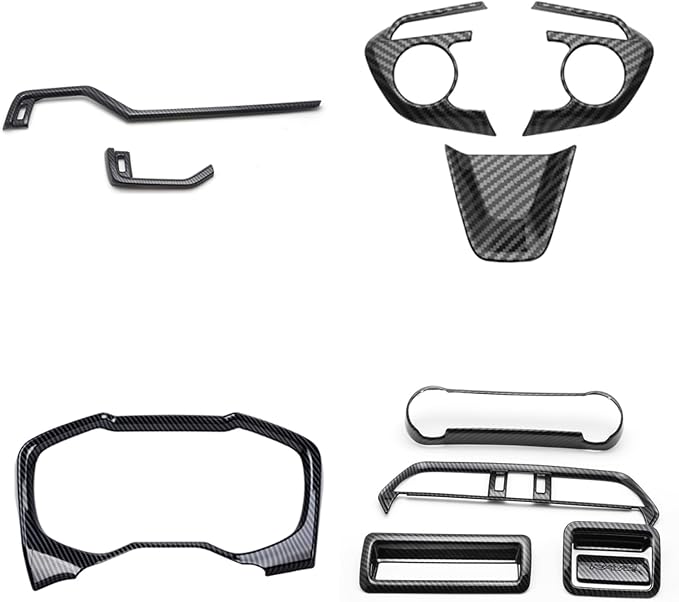 x xotic tech Set Carbon Fiber Style Interior Dashboard Instrument Air Vent Multifunction AC Switch Button Glove Box Handle Accessories Cover Trim Combo Kit, Compatible with Toyota Rav4 2019-2021