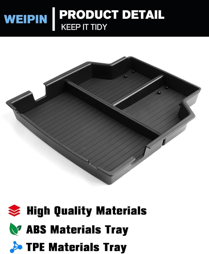 For Center Console Upper Armrest Organizer ABS Materials Compatible with 2014–2019 Silverado/Sierra 1500&2015–2019 Silverado/Sierra 2500HD/3500HD – Split-Bench Folding Seat