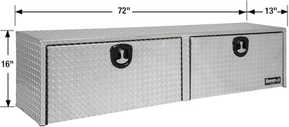 Buyers Products 1701551 Silver Aluminum Diamond Tread Topsider Truck Tool Box, 72x13x16 Inch, Made in USA, Professional Grade, Heavy Duty, Corrosion Resistant, Dual Drop Doors, Compression Latch