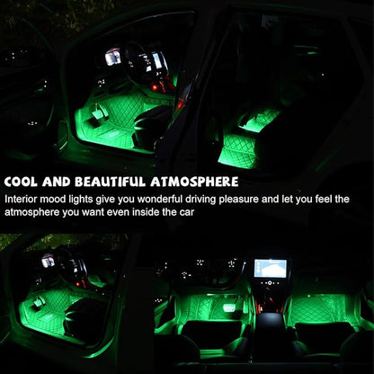 povtii Car LED Strip Light, 24 LED RGB Auto Under Dash Interior Atmosphere Lights, Cigarette Lighter Decorative Lamp Ambient Night Light, Universal Lighting Kit Car Accessories (Green)