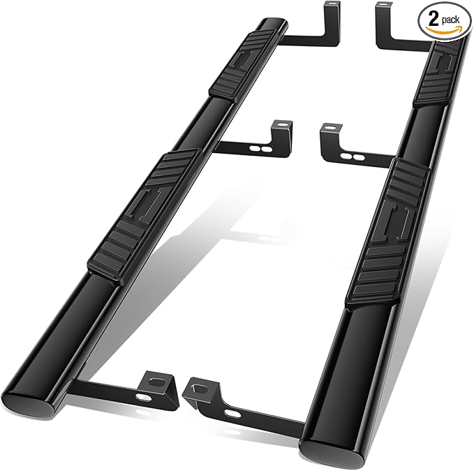 Auto Dynasty Running Boards Compatible with 1999-2014 Chevy Silverado GMC Sierra 1500 2500 3500 Extended Cab, Stainless Stee Side Step Rail Nerf Bars, 5" Step Bars, Black Powdercoated