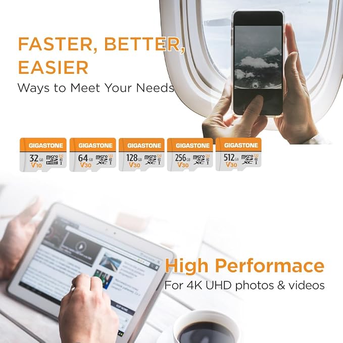 GIGASTONE 32GB Micro SD Card, V10 Video Recording, Surveillance, Security Camera, Dash Cam, 90MB/s MicroSDHC Memory Card UHS-I Class 10, with Adapter