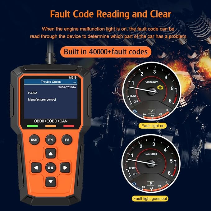 Classic Enhanced Universal OBD II Scanner Automotive Engine Fault Code Reader CAN Diagnostic Fault Diagnostic Instrument, Reads and Clears Error Codes of 1996 or Later OBD2 Protocol Vehicles