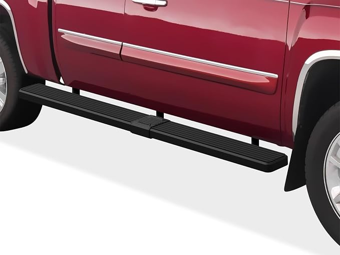 APS (Black 6 inches Wheel to Wheel) Running Boards Nerf Bars Side Steps Compatible with Chevy Silverado GMC Sierra 1500 2500 1999-2013 Double Cab 5.5ft Bed & 2500HD 3500 2001-2014