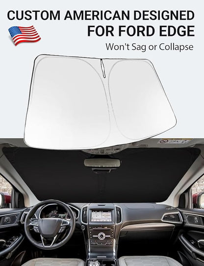 Proadsy 2026 Upgrade Windshield Sun Shade Custom Fit 2015-2024 Ford Edge Foldable Front Sunshade Protector Sun Visor Blocks UV Rays Keep Car Cooler