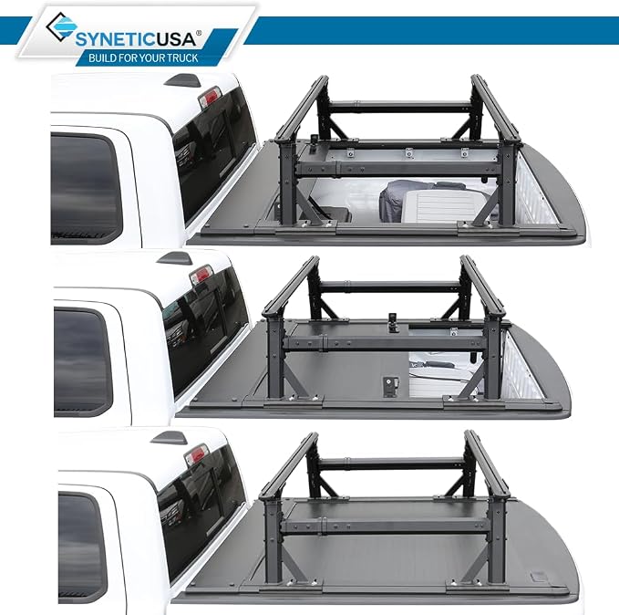 Syneticusa Hard Retractable Tonneau Cover for Ford F150 5.5 Ft Bed with Rack R1 Fits 2004-2026 | Double Locking Truck Bed Cover | Waterproof No Drill One Person Install | 5-Year Protection Plan