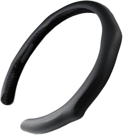 Quick Install Sporty Black Perforated Nappa Leather Steering Wheel Cover for All 14½ to 15 inches Car Sedan Coupe SUV Pickup 14.5 to 15