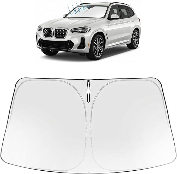 Proadsy Windshield Sun Shade Custom Fit BMW X3 2025-2026 Foldable Front Sunshade Protector Sun Visor Blocks UV Rays Keep Car Cooler Accessories