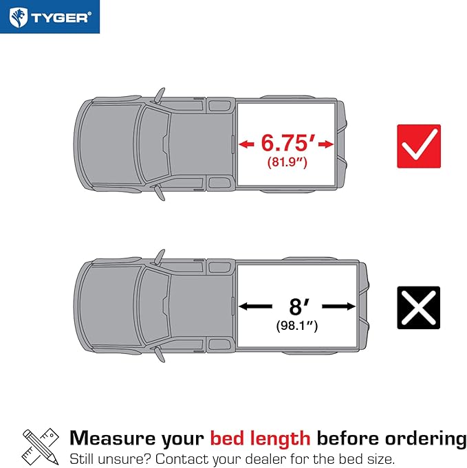 Tyger Auto T3 Soft Tri-fold Truck Bed Tonneau Cover Compatible with 2017-2026 Ford F-250 F-350 Super Duty | 6.75' (82") Bed | TG-BC3F1124
