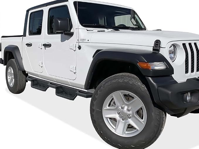 APS Stainless Steel Pocket Steps Running Boards Side Bars Compatible with Jeep Gladiator 2020-2026 Crew Cab